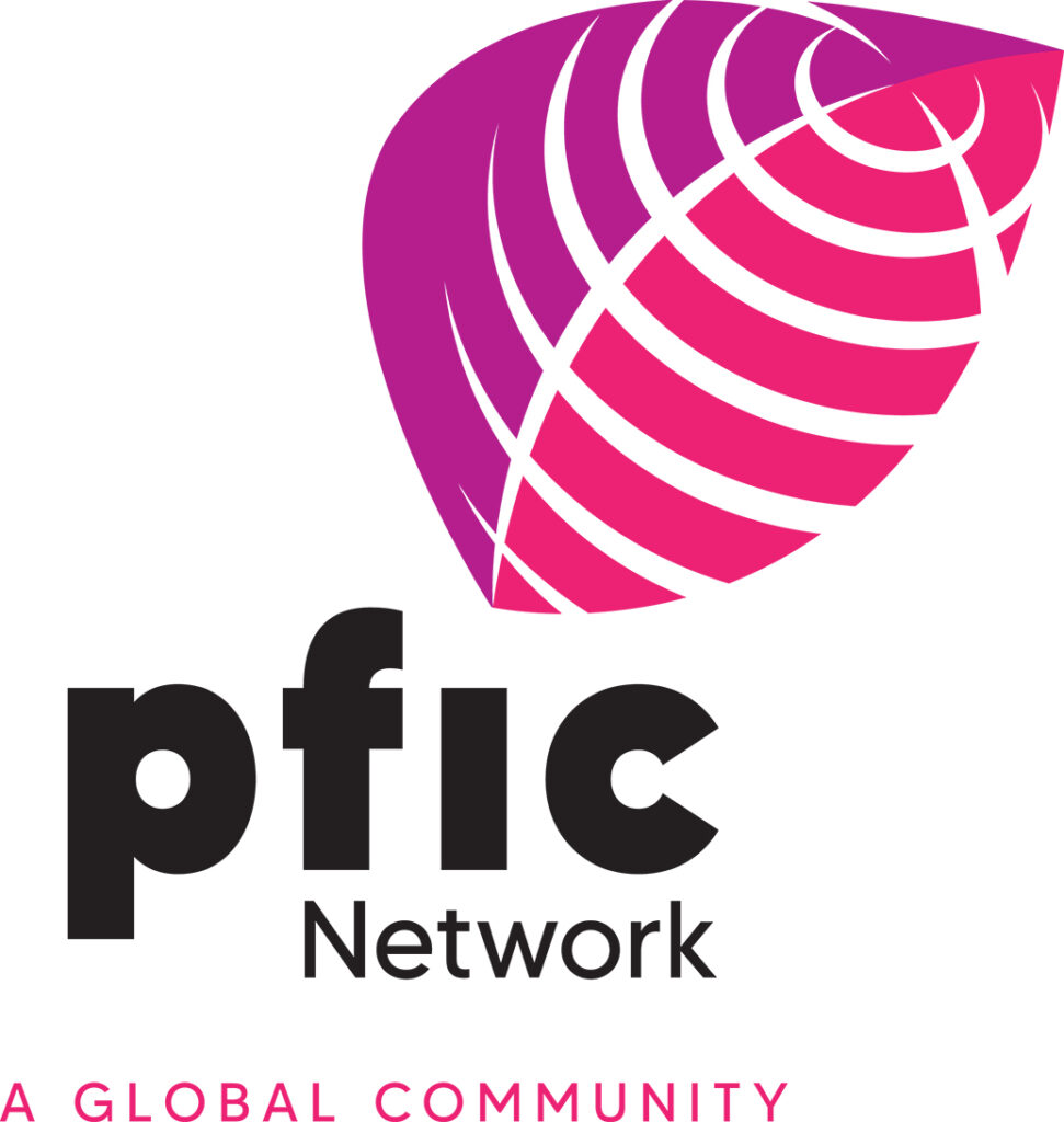 pfic network global affiliate logo with the text "a global community" underneath the logo